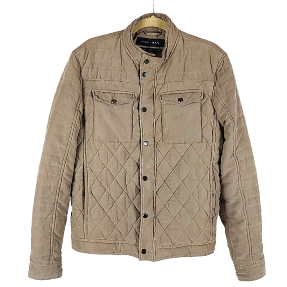 Zara Man Beige/khaki Quilted Jacket. Size L - Picture 1 of 13
